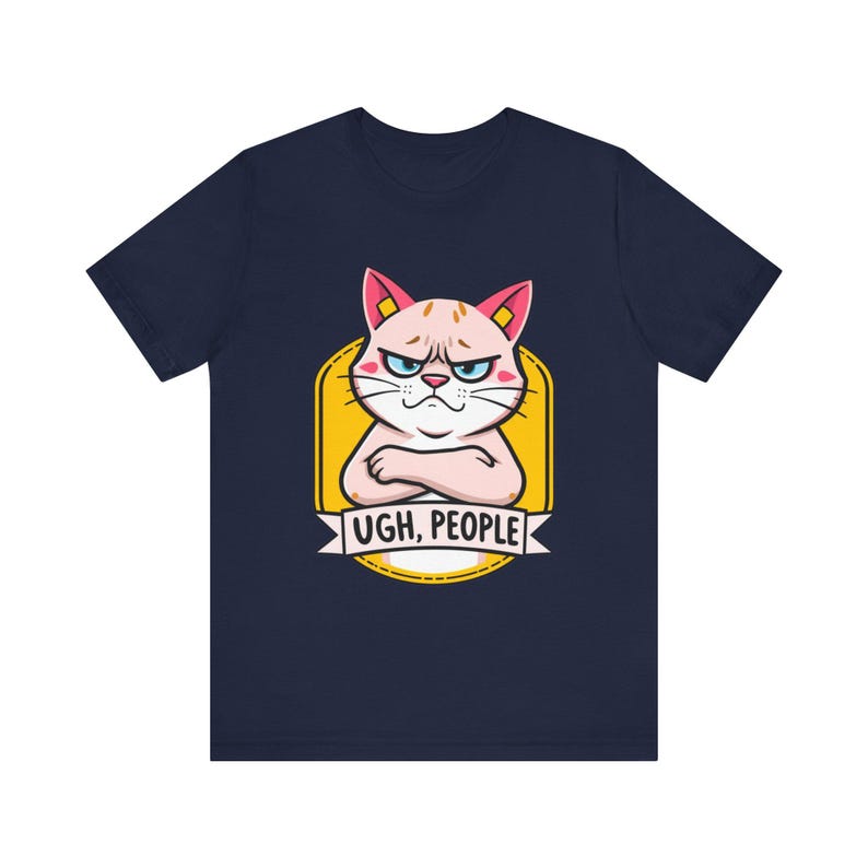 Lustiges T-Shirt mit mürrischer Cartoon-Katze, witziges Geschenk Bild 12