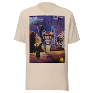 Fantasy Collage Graphic Tee – Abstract Face & Sunset City – Artsy Unisex Shirt