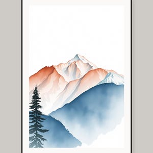 Watercolor Mountain Range Printable Wall Art, Digital Download, Instant Download Print Set image 1