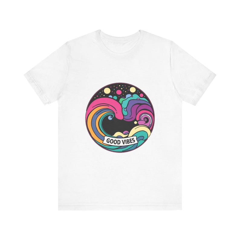 Groovy Rainbow Waves Rolling Psychedelic 70s Retro T-Shirt, Psychedelic 70s Tee, Groovy Hippie Gift image 1