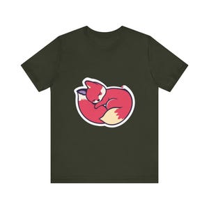 Niedliches T-Shirt mit schlafendem Fuchs im zusammengerollten Zustand, Geschenk für Tierliebhaber Bild 8