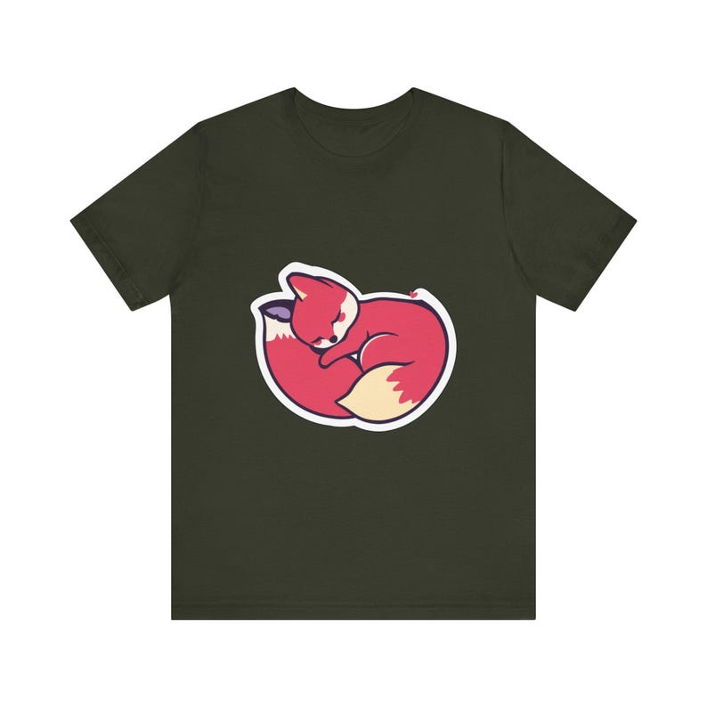Niedliches T-Shirt mit schlafendem Fuchs im zusammengerollten Zustand, Geschenk für Tierliebhaber Bild 8