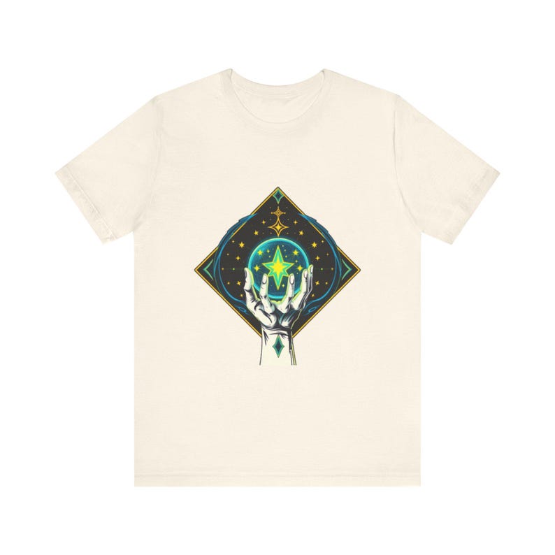 T-Shirt mit leuchtendem Kristallmotiv, himmlisch-mystisches Geschenk Bild 4