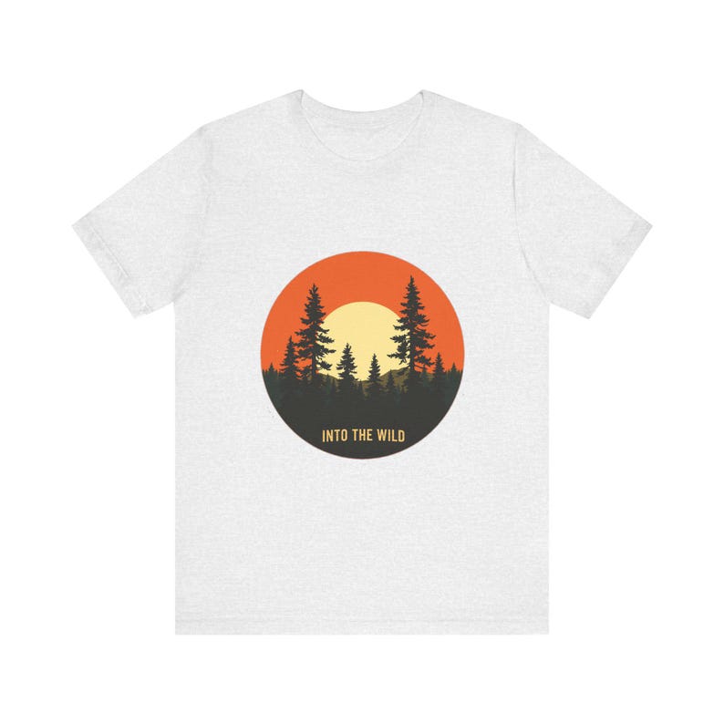 Retro Forest Pines Sonnenuntergang T-Shirt, Vintage Retro Outdoors T-Shirt, Natur Abenteuer Geschenk Bild 2