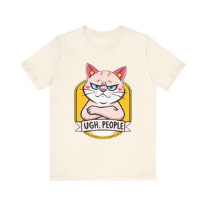 Lustiges T-Shirt mit mürrischer Cartoon-Katze, witziges Geschenk Bild 4