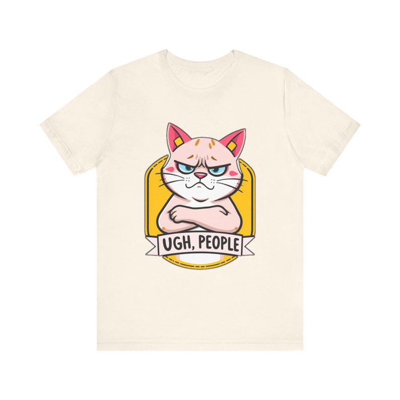 Lustiges T-Shirt mit mürrischer Cartoon-Katze, witziges Geschenk Bild 4