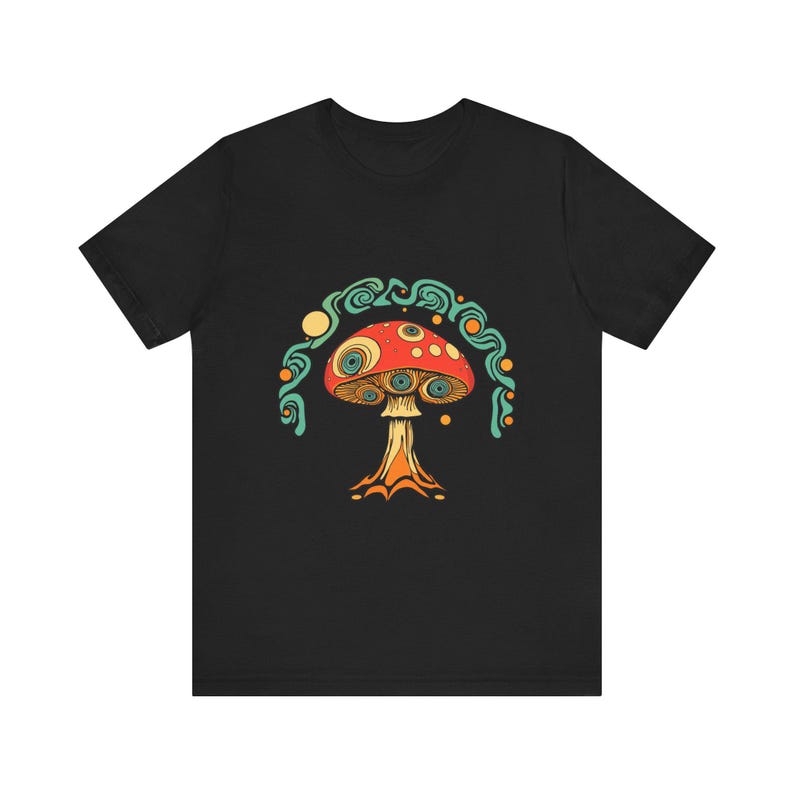 Psychedelisches 70er-Jahre-Retro-T-Shirt mit wirbelnden Pilzaugen, psychedelisches 70er-Jahre-T-Shirt, cooles Hippie-Geschenk Bild 3