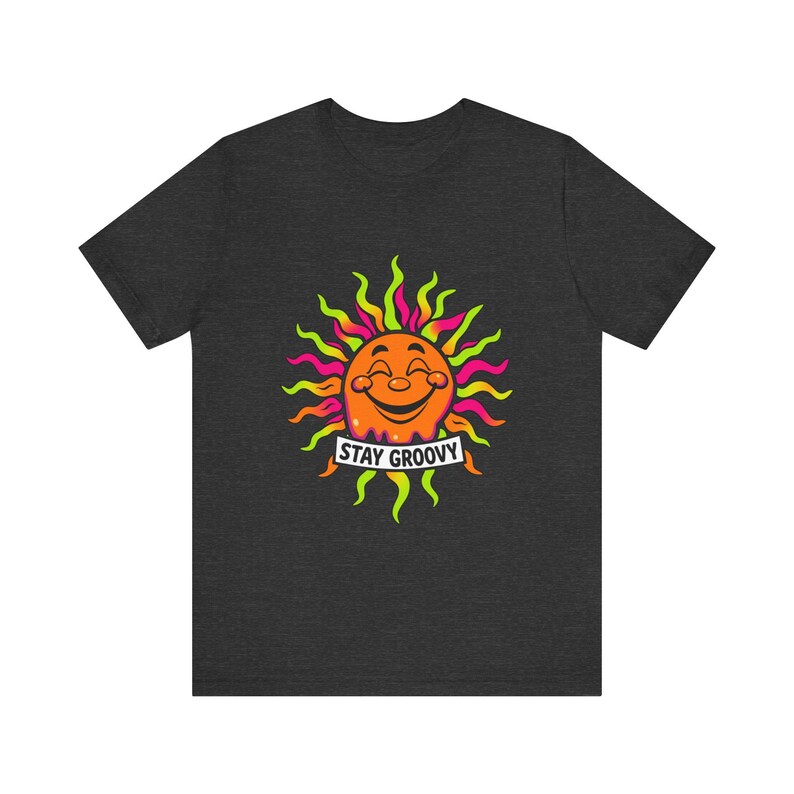 T-Shirt mit schmelzender, lächelnder Sonne im psychedelischen 70er-Jahre-Retro-Stil, psychedelisches 70er-Jahre-T-Shirt, cooles Hippie-Geschenk Bild 11