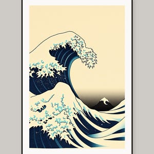 Afdrukbare muurkunst Japanse golfhoutsnede, digitale download, Instant Download Print Set afbeelding 2