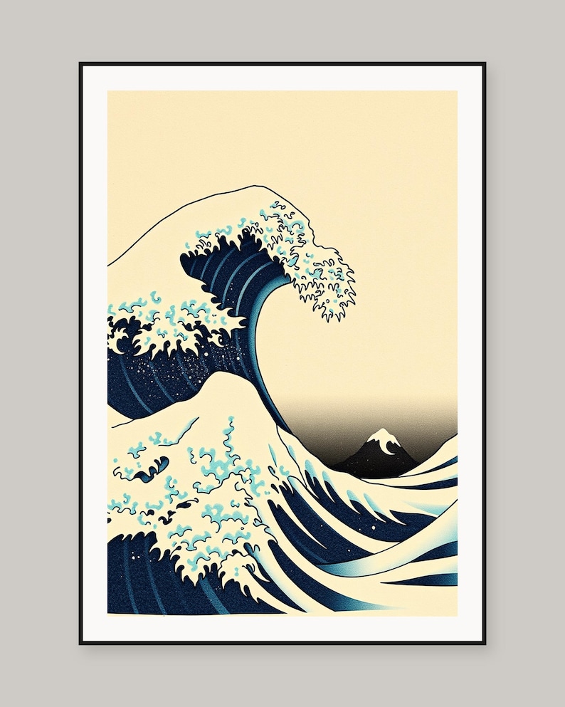 Afdrukbare muurkunst Japanse golfhoutsnede, digitale download, Instant Download Print Set afbeelding 2