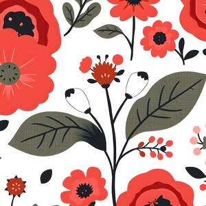 Skandinavisches florales Volksmuster – Druckbare Wandbilder, Digitaler Download, Sofort-Download-Druckset Bild 3