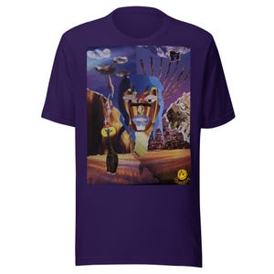 Fantasy Collage Graphic Tee – Abstract Face & Sunset City – Artsy Unisex Shirt