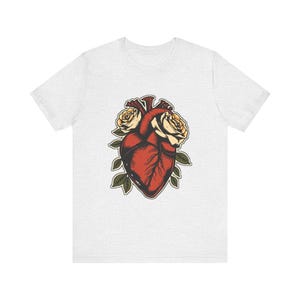 Anatomical Heart Wrapped Roses Edgy Grunge T-Shirt, Edgy Grunge Tee, Alt Streetwear Gift image 2