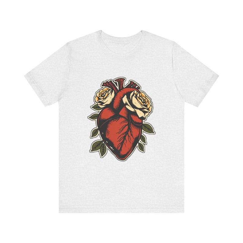 Anatomical Heart Wrapped Roses Edgy Grunge T-Shirt, Edgy Grunge Tee, Alt Streetwear Gift image 2