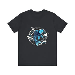 T-Shirt mit Koi-Karpfen inmitten japanischer Ukiyo-e-Malerei, japanisches Kunst-T-Shirt, Geschenkidee für japanische Kunst Bild 9