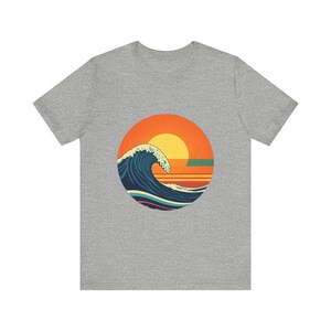 Retro Ocean Wave T-Shirt, Vintage Surf Sonnenuntergang T-Shirt, Strand-Liebhaber Küstennatur Geschenk Bild 10