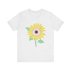 Camiseta botánica floral con estampado de hojas de girasol, camiseta botánica floral, regalo para amantes de las flores. imagen 8
