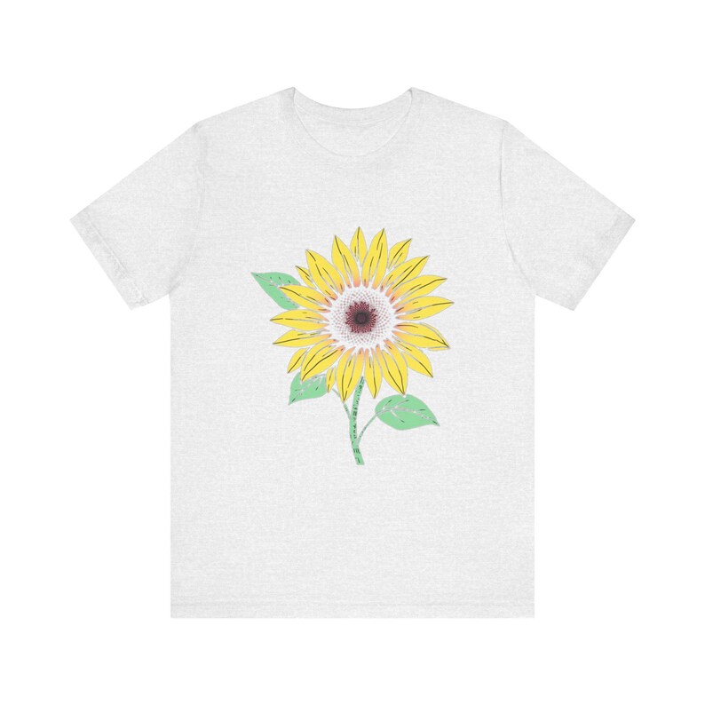 Camiseta botánica floral con estampado de hojas de girasol, camiseta botánica floral, regalo para amantes de las flores. imagen 8