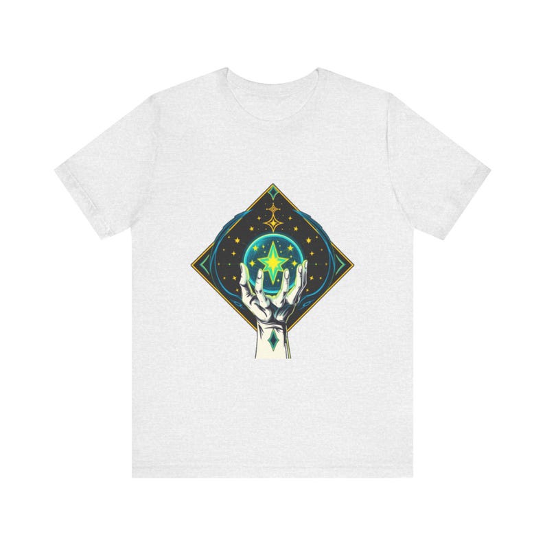 T-Shirt mit leuchtendem Kristallmotiv, himmlisch-mystisches Geschenk Bild 2