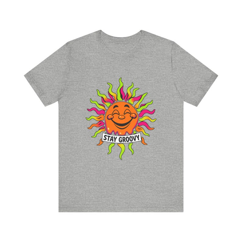T-Shirt mit schmelzender, lächelnder Sonne im psychedelischen 70er-Jahre-Retro-Stil, psychedelisches 70er-Jahre-T-Shirt, cooles Hippie-Geschenk Bild 10