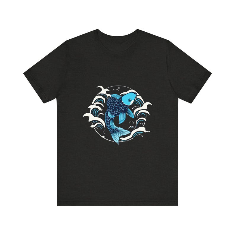 T-Shirt mit Koi-Karpfen inmitten japanischer Ukiyo-e-Malerei, japanisches Kunst-T-Shirt, Geschenkidee für japanische Kunst Bild 7