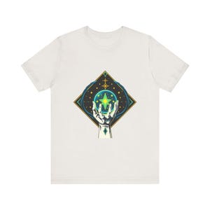 T-Shirt mit leuchtendem Kristallmotiv, himmlisch-mystisches Geschenk Bild 6