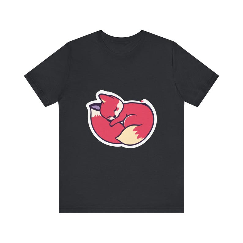 Niedliches T-Shirt mit schlafendem Fuchs im zusammengerollten Zustand, Geschenk für Tierliebhaber Bild 9