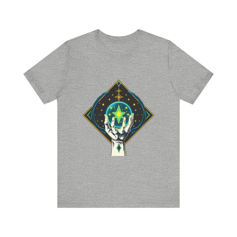 T-Shirt mit leuchtendem Kristallmotiv, himmlisch-mystisches Geschenk Bild 10