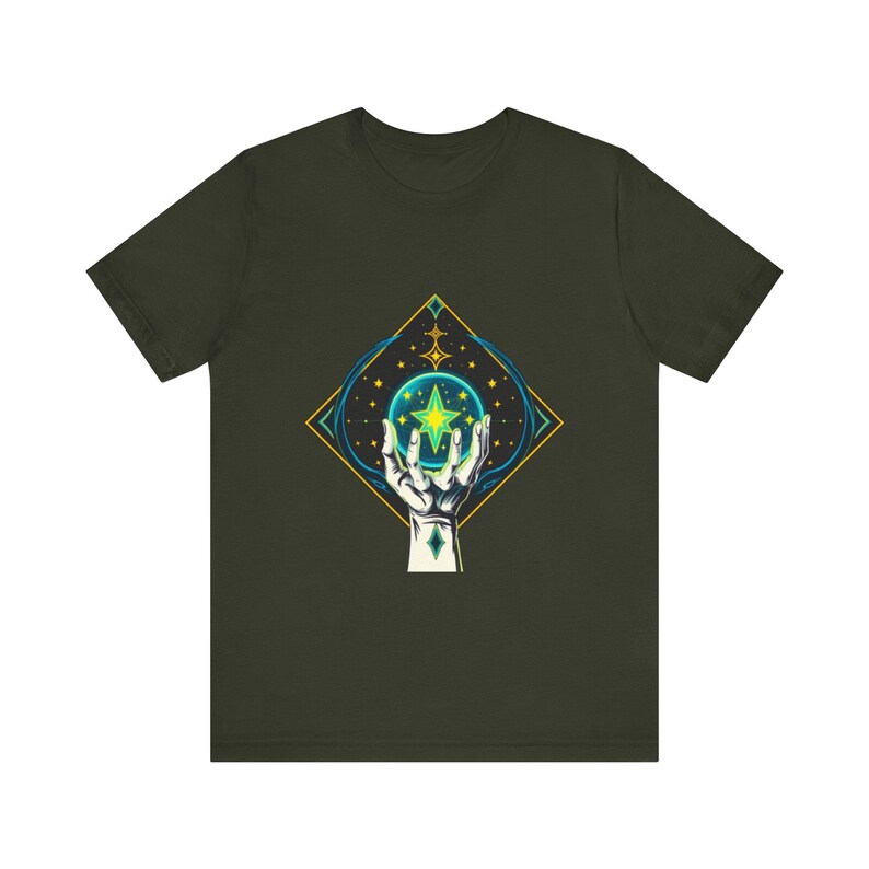T-Shirt mit leuchtendem Kristallmotiv, himmlisch-mystisches Geschenk Bild 8