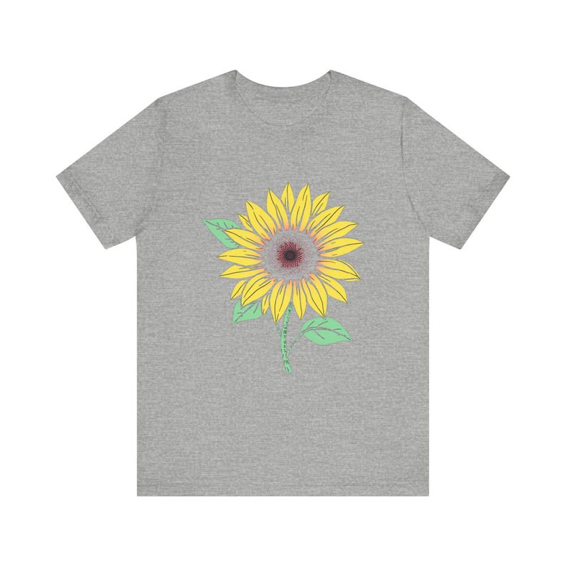 Camiseta botánica floral con estampado de hojas de girasol, camiseta botánica floral, regalo para amantes de las flores. imagen 12