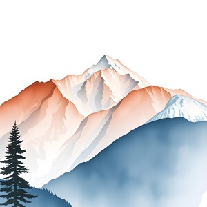Watercolor Mountain Range Printable Wall Art, Digital Download, Instant Download Print Set image 3