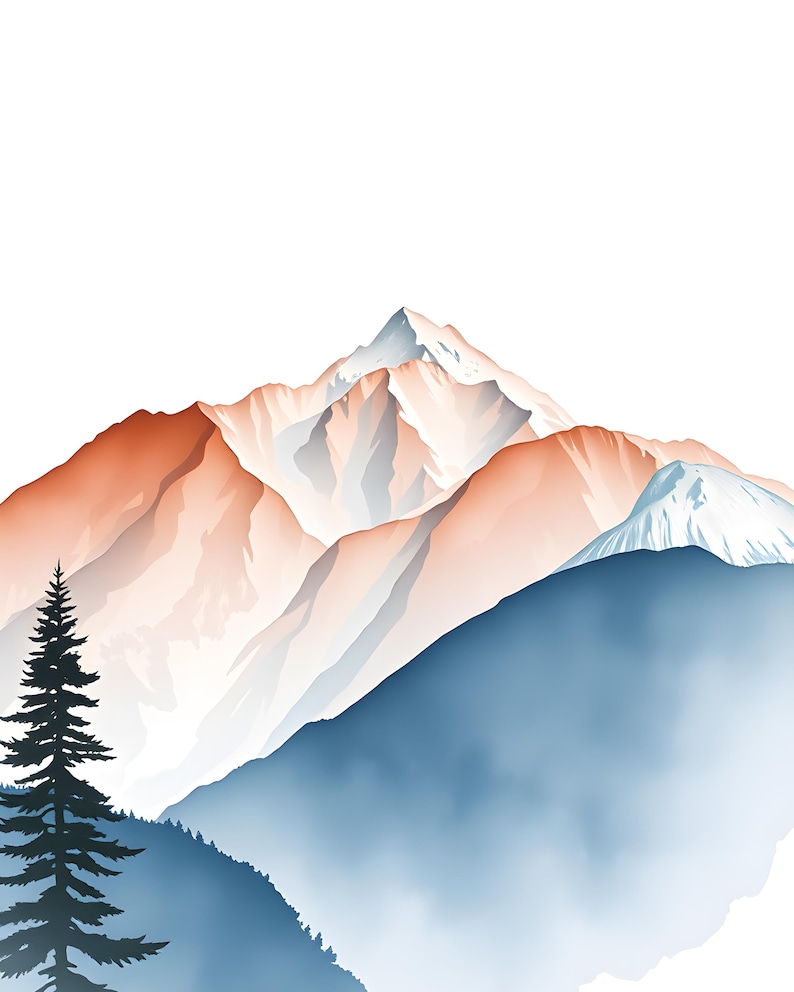 Watercolor Mountain Range Printable Wall Art, Digital Download, Instant Download Print Set image 3