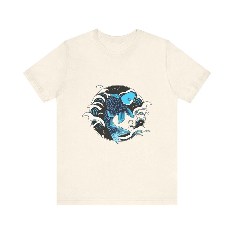 T-Shirt mit Koi-Karpfen inmitten japanischer Ukiyo-e-Malerei, japanisches Kunst-T-Shirt, Geschenkidee für japanische Kunst Bild 4