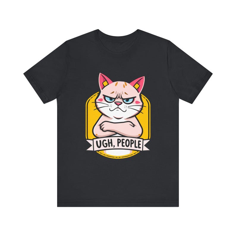 Lustiges T-Shirt mit mürrischer Cartoon-Katze, witziges Geschenk Bild 9