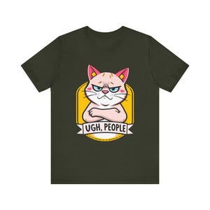 Lustiges T-Shirt mit mürrischer Cartoon-Katze, witziges Geschenk Bild 8