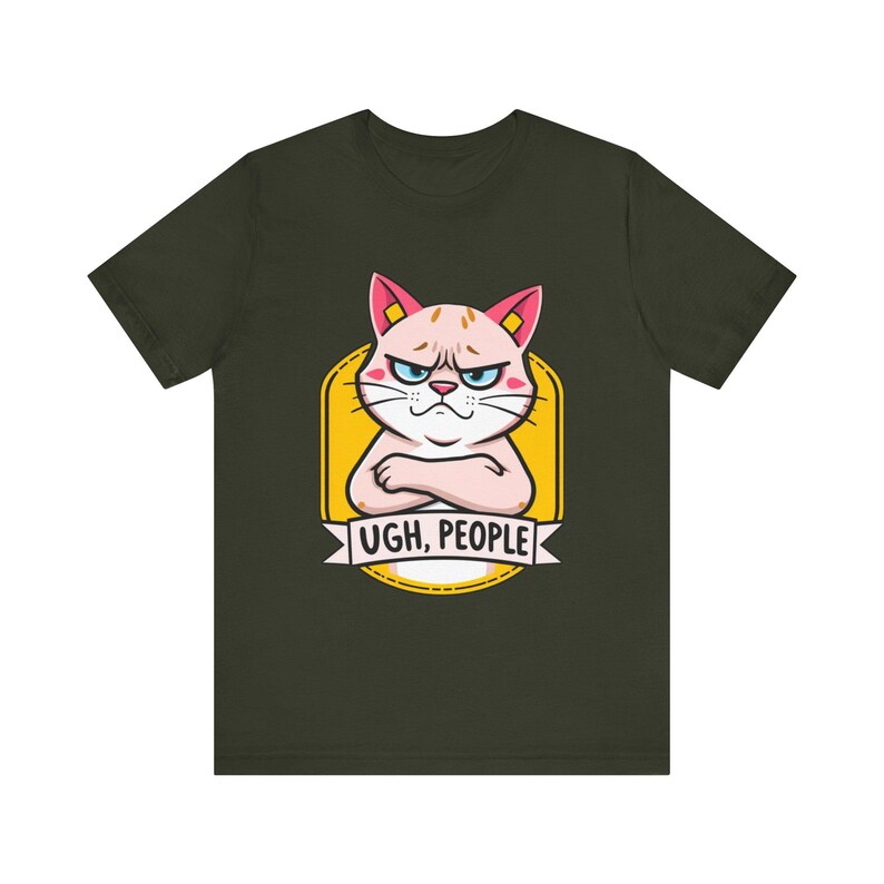 Lustiges T-Shirt mit mürrischer Cartoon-Katze, witziges Geschenk Bild 8
