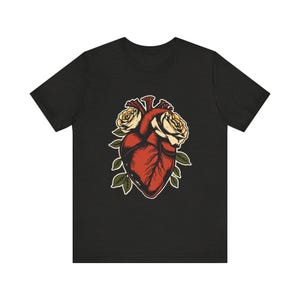 Anatomical Heart Wrapped Roses Edgy Grunge T-Shirt, Edgy Grunge Tee, Alt Streetwear Gift image 7