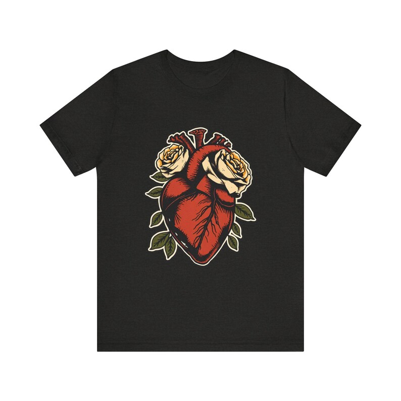 Anatomical Heart Wrapped Roses Edgy Grunge T-Shirt, Edgy Grunge Tee, Alt Streetwear Gift image 7