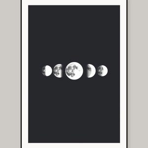 Mondphasen-Linienzeichnungen zum Ausdrucken, digitaler Download, Sofort-Download-Druckset Bild 2