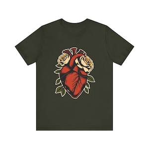 Anatomical Heart Wrapped Roses Edgy Grunge T-Shirt, Edgy Grunge Tee, Alt Streetwear Gift image 8