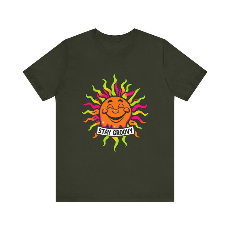 T-Shirt mit schmelzender, lächelnder Sonne im psychedelischen 70er-Jahre-Retro-Stil, psychedelisches 70er-Jahre-T-Shirt, cooles Hippie-Geschenk Bild 8