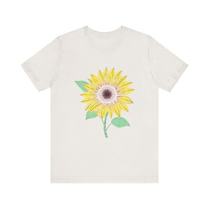 Camiseta botánica floral con estampado de hojas de girasol, camiseta botánica floral, regalo para amantes de las flores. imagen 11