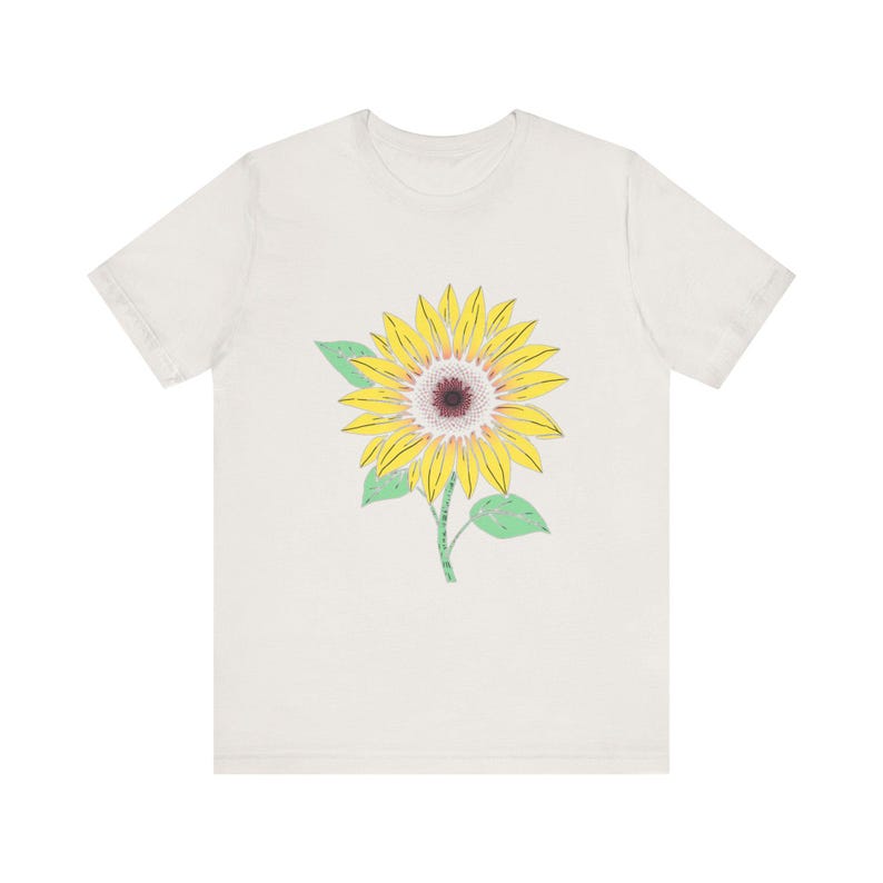 Camiseta botánica floral con estampado de hojas de girasol, camiseta botánica floral, regalo para amantes de las flores. imagen 11