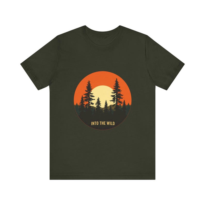Retro Forest Pines Sonnenuntergang T-Shirt, Vintage Retro Outdoors T-Shirt, Natur Abenteuer Geschenk Bild 8