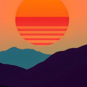 Retro-Wandbild „Sunset Stripes“ im 70er-Jahre-Stil zum Ausdrucken, digitaler Download, Sofort-Download-Set Bild 3