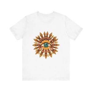 Psychedelic Eye Surrounded By Psychedelic 70s Retro T-Shirt, Psychedelic 70s Tee, Groovy Hippie Gift image 1