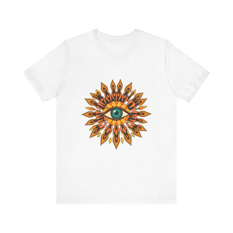 Psychedelic Eye Surrounded By Psychedelic 70s Retro T-Shirt, Psychedelic 70s Tee, Groovy Hippie Gift image 1