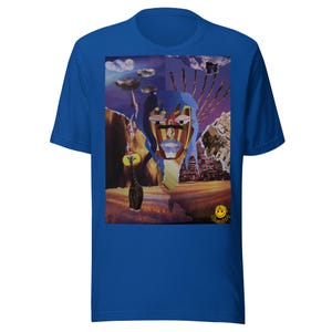 Fantasy Collage Graphic Tee – Abstract Face & Sunset City – Artsy Unisex Shirt