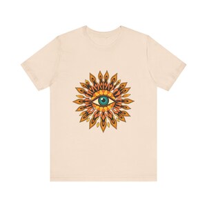 Psychedelic Eye Surrounded By Psychedelic 70s Retro T-Shirt, Psychedelic 70s Tee, Groovy Hippie Gift image 5