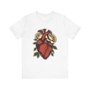 Anatomical Heart Wrapped Roses Edgy Grunge T-Shirt, Edgy Grunge Tee, Alt Streetwear Gift image 1